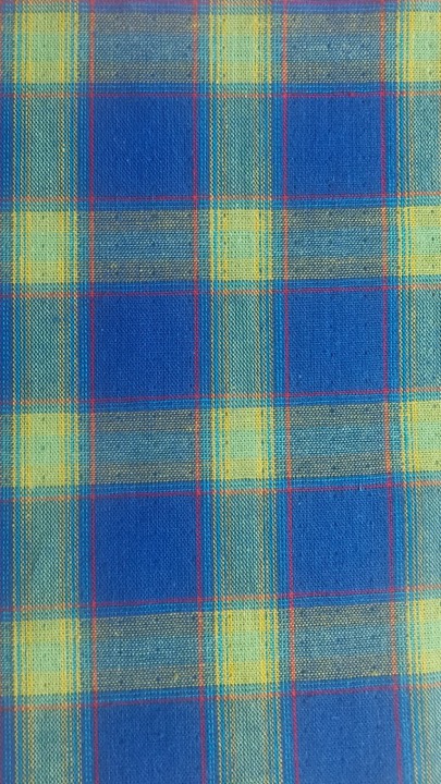 Karo-Stoff in Blau und Gelb